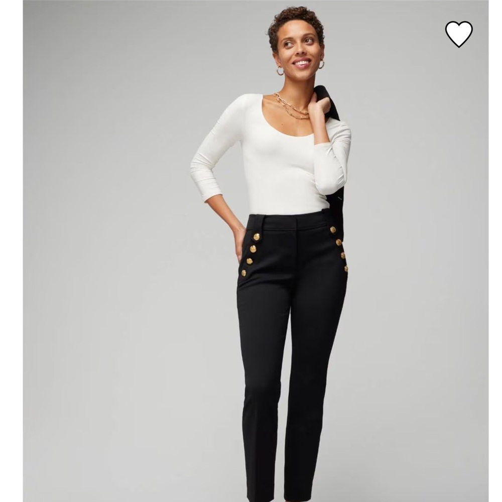 White House Black Market Navy Trousers with Gold Buttons Jolie stretch 10L - Picture 8 of 9